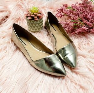 Madewell Mira Flats Leather Metallic Chrome Silver